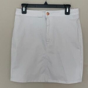 White Guess Button-Front Mini Skirt